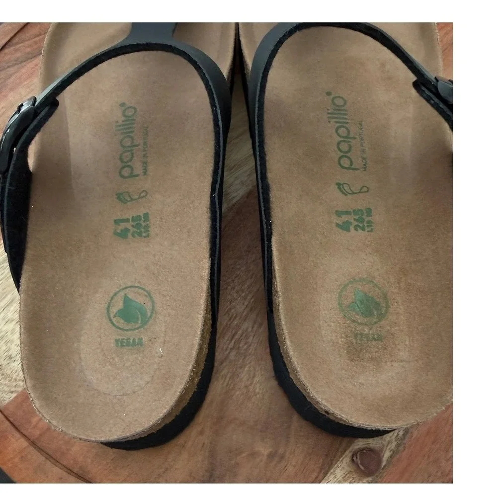 Birkenstock Papillio Gizeh‎ Platform EU 41 Mens 8 Womens 10 Vegan Black Sandals
